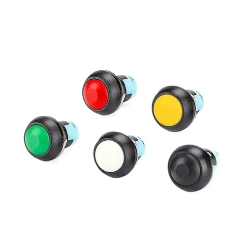 1 x 12 mm kleiner roter Druckknopfschalter, selbstsichernd, festverriegelnd, großer Kugelkopf, Türklingel, Zugangskontrolle. HSMXNEONJB von HSMXNEONJB