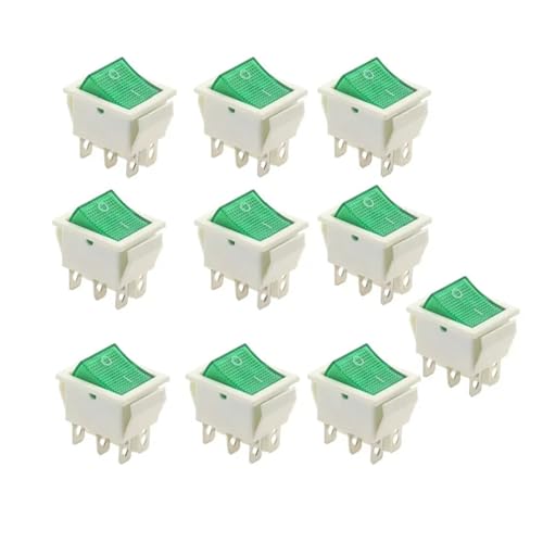 10Pcs WHITE-GREEN 6PIN 31x25mm KCD4 Rocker Switch ON-OFF With Light Power Switchs 16A 250VAC/ 20A 125VAC HSMXNEONJB von HSMXNEONJB