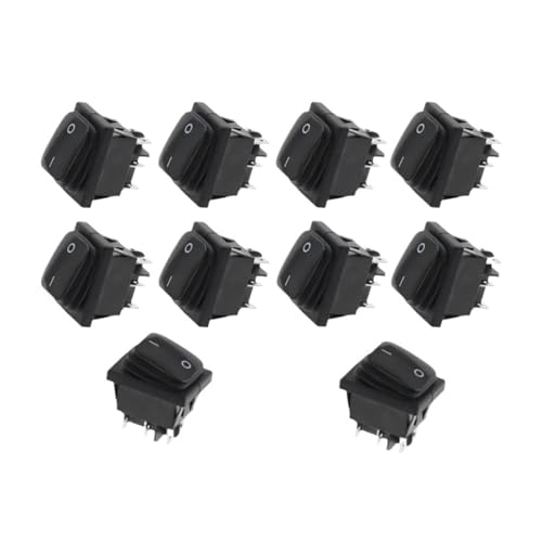 10pcs 2D6P-BLACK 30x22mm Rocker Switch Red LED 220V 16A 250VAC KCD4-201 DPST Switchs 6pin HSMXNEONJB von HSMXNEONJB