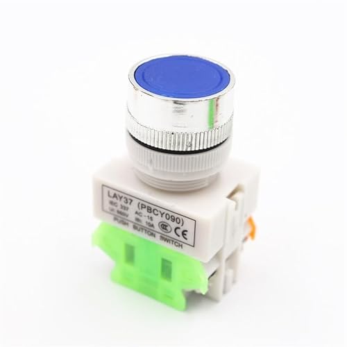 6Pcs blue button switch LAY37-11BN flat button 22MM Y090 Self-lock HSMXNEONJB von HSMXNEONJB