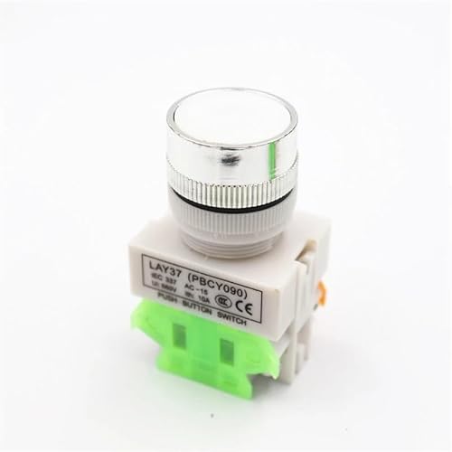 6Pcs white button switch LAY37-11BN flat button 22MM Y090 Self-reset HSMXNEONJB von HSMXNEONJB