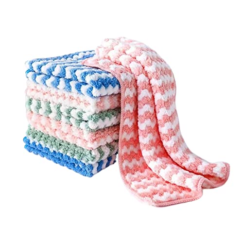 HSNAXingLife 10 STÜCKE Mikrofaser Reinigungstücher,Wiederverwendbares Reinigungstuch,Super Saugfähiges Reinigungstuch,Weiches Handtuch,Universal Waschlappen (25 * 25 cm, rosa) von HSNAXingLife