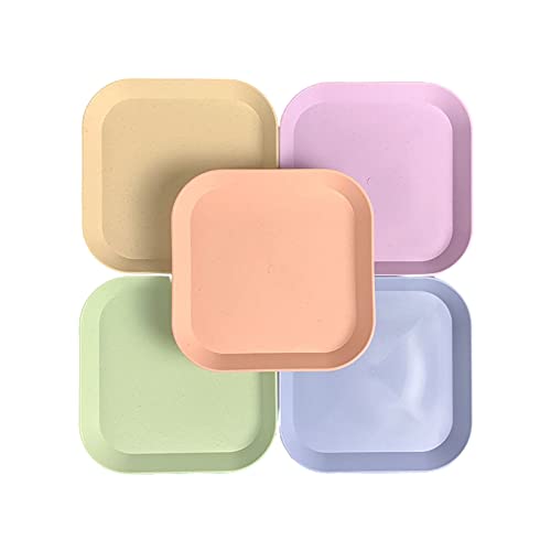 HSNAXingLife 5 Stücke quadratische kunststoffschale,plastikteller wiederverwendbar,dessertteller,obstschale,snack-platte (5 Farben) von HSNAXingLife