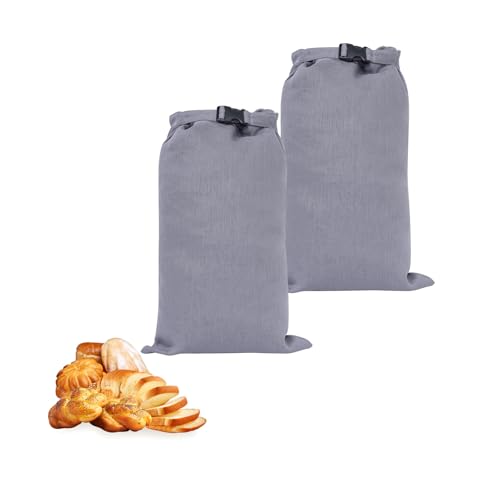 HSOFTIFY Brotbeutel aus 100 % Leinen für hausgemachtes Brot, 33 x 50 cm, wiederverwendbare Sauerteigbrot-Aufbewahrungstasche mit Reißverschluss, Grau, 2 Stück HSOFTIFY Brotbeutel aus 100 % Leinen für hausgemachtes Brot, 33 x 50 cm, wiederverwendbare Sauerteigbrot-Aufbewahrungstasche mit Reißverschluss, Grau, 2 Stück von HSOFTIFY