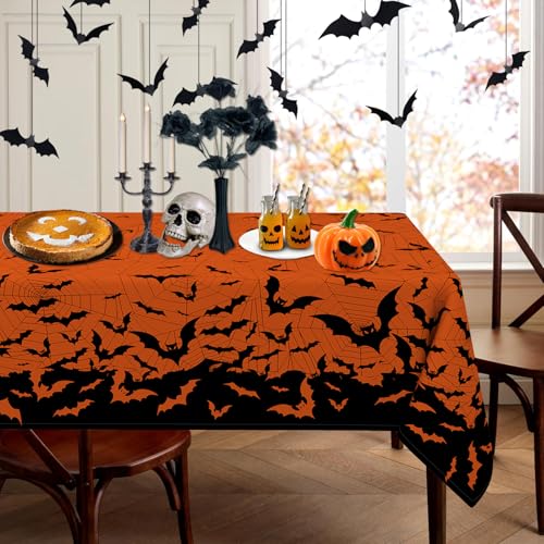 HSOWKDN Rechteckige Halloween-Tischdecke, 152,4 x 213,3 cm, Halloween-Tischdecken, Halloween-Spinnennetz, waschbare Tischdecke, Halloween-Dekoration, Tischdecken für Party, Picknick, Abendessen HSOWKDN Rechteckige Halloween-Tischdecke, 152,4 x 213,3 cm, Halloween-Tischdecken, Halloween-Spinnennetz, waschbare Tischdecke, Halloween-Dekoration, Tischdecken für Party, Picknick, Abendessen von HSOWKDN