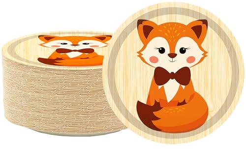 HSPAIDYP 50 Stück Fuchs Gesicht Papier Dessertteller Fuchs Party Supplies Waldtier Fuchs Teller 17,8 cm Fuchsteller Dschungel Tier Fuchs Thema Babyparty Dschungel Tier Cartoon Fuchs Geburtstag Party von HSPAIDYP