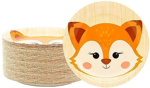 50 Stück Fuchs Partyzubehör Waldtier Fuchs Pappteller 17,8 cm Fuchs Dessertteller Einweg-Teller Dschungeltier Fuchsteller für Fuchs-Thema Dschungeltier Babyparty Cartoon Fuchs Geburtstagsparty von HSPAIDYP