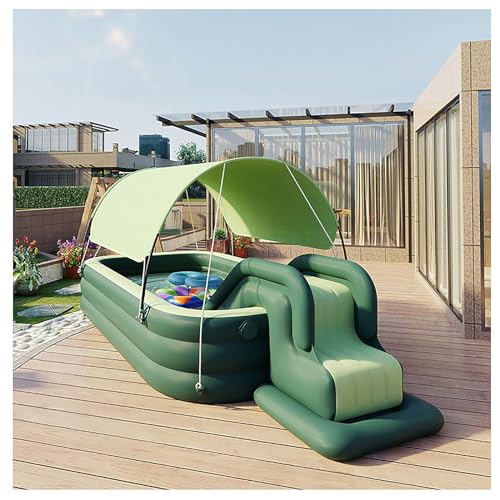 2.1/2.6/3.1m aufblasbarer Pool/Swimmingpool, aufblasbarer Pool for Kinder & Erwachsene, Kinderpool mit aufblasbarer Rutsche, aufblasbarer Pool for Garten, Garten (Planschbecken)(Color:Green,Size:2.1m von HSPLXYT