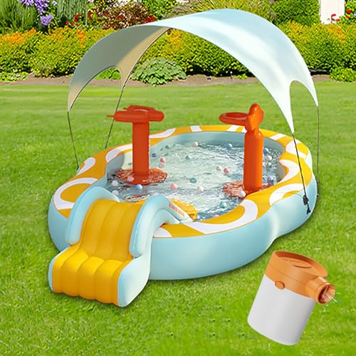 Aufblasbarer Swimmingpool, aufblasbarer Pool in voller Größe, Sommerpool, Kinderpool mit Wasserrutsche, EIN Muss for die Sommerunterhaltung im Garten (2.1/2.7/3.2m).(Color:B,Size:2.7m/8.85ft) von HSPLXYT