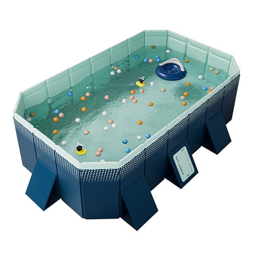Tragbarer aufblasbarer Swimmingpool, Familienpool, Faltbarer Pool, großer verdickter rechteckiger Pool zum Spielen for Garten, Hinterhof, im Freien (1.6/1.85/2.1/2.6/3/4m)(Size:1.6m) von HSPLXYT