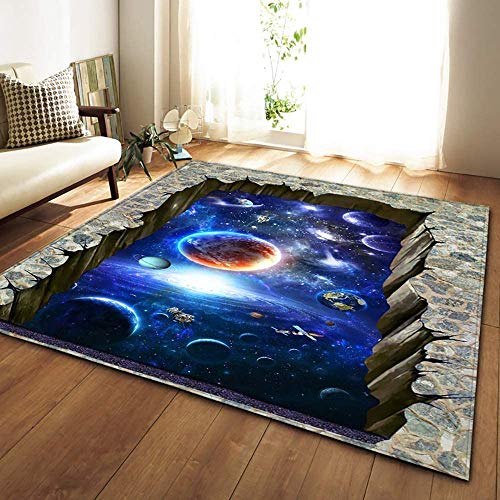 HSRG Skandinavische Teppiche aus weichem Flanell, 3D-Druck Weltraum, rutschfest, groß, für Wohnzimmer, dekorativ 120x180cm #1 von HSRG Rug