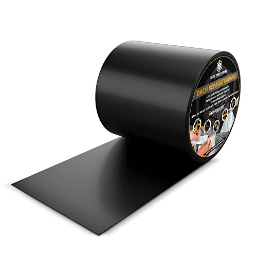 HSS® Dach Reparaturband, MicroSealant Klebstoff, effektiv, beständig und universell einsetzbar, wasserdichtes Klebeband, SKZ geprüft (Schwarz, 10cm Breite / 2,5m Länge) von HSS