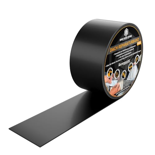 HSS® Dach Reparaturband PLUS Materialstärke 1,65mm mit MicroSealant® Technologie - extrem langlebig & universell einsetzbar - witterungsbeständiges Abdichtungsband (Schwarz, 5cm Breite / 2,5m Länge) von HSS