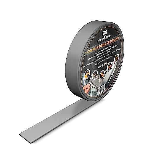 HSS® Doppelseitiges Dichtband (2,5cm x 5m) grau, wasserdichtes Dichtungsband, extreme Haftung, Alterungs - und UV - beständig. Silikonersatz und Versiegelung von Dachbahnen von HSS