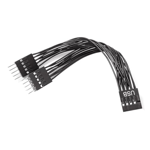 HSSDTECH 9pin Motherboard-USB-Verlängerungskabel Y-Type (1 to 2), 10 cm, Black Motherboard USB Extension Cable von HSSDTECH