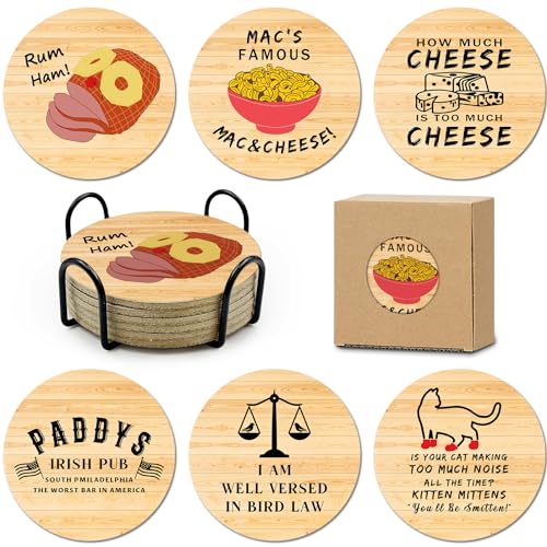 HSSPIRITZ 6 Stück mit Untersetzerhalter Always Sunny in Philadelphia,Korkuntersetzer für Getränke,Merchandise Artikel zur Untersetzer mit TV Thema,Always Sunny in Philadelphia, Geschenke für Fans HSSPIRITZ 6 Stück mit Untersetzerhalter Always Sunny in Philadelphia,Korkuntersetzer für Getränke,Merchandise Artikel zur Untersetzer mit TV Thema,Always Sunny in Philadelphia, Geschenke für Fans von HSSPIRITZ