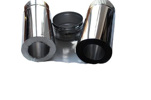 HST Ofenrohr Teile Edelstahl doppelwandig Rauchrohr Kaminrohr Durchmesser 150 mm isoliert (Ofenrohr ausziehbar 35 bis 55 cm) von HST Sicherheitstechnik