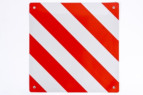 Warntafel Alu 3 in einer, für Spanien, Portugal, Italien aus Alu 50x50 cm Reflektierende Warntafel für Heckträger, Fahrradträger geeignet für Wohnmobil, Wohnwagen oder Boot usw. von HST Sicherheitstechnik