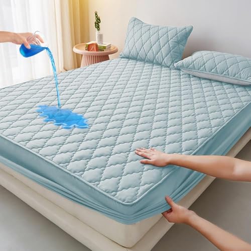Elastischer Matratzenschoner Einfarbiger Bettbezug Aus Baumwolle Hautfreundlicher Atmungsaktiver Bettbezug Weiches Spannbettlaken Maschinenwaschbarer Matratzenbezug-Blue||Single 35x79inch Elastischer Matratzenschoner Einfarbiger Bettbezug Aus Baumwolle Hautfreundlicher Atmungsaktiver Bettbezug Weiches Spannbettlaken Maschinenwaschbarer Matratzenbezug-Blue||Single 35x79inch von HSTANGKY
