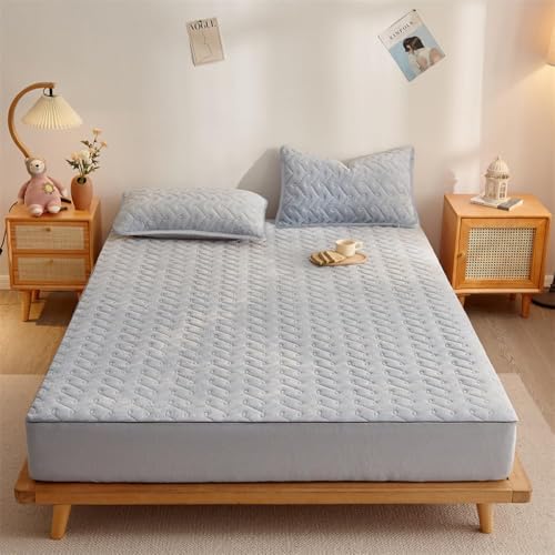 HSTANGKY Gesteppte Elastische Matratzenauflage Geräuschloser Samt Matratzen Staubschutz Waschbares Spannbettlaken Design Mit Tiefen Taschen Einfach Anzubringen-Blue||Double 47x79inch HSTANGKY Gesteppte Elastische Matratzenauflage Geräuschloser Samt Matratzen Staubschutz Waschbares Spannbettlaken Design Mit Tiefen Taschen Einfach Anzubringen-Blue||Double 47x79inch von HSTANGKY