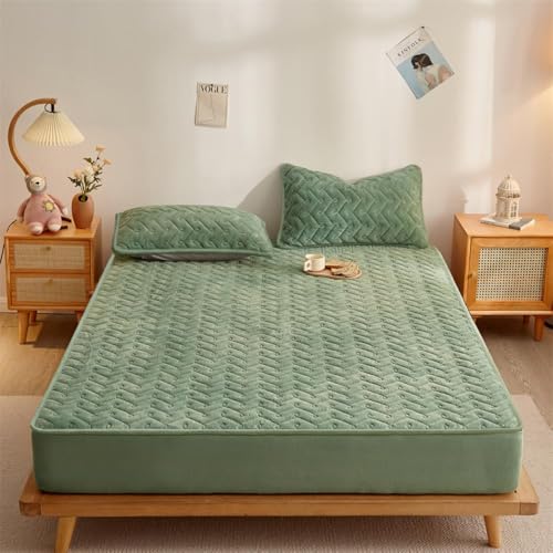 HSTANGKY Gesteppte Elastische Matratzenauflage Geräuschloser Samt Matratzen Staubschutz Waschbares Spannbettlaken Design Mit Tiefen Taschen Einfach Anzubringen-Green||Double 47x79inch HSTANGKY Gesteppte Elastische Matratzenauflage Geräuschloser Samt Matratzen Staubschutz Waschbares Spannbettlaken Design Mit Tiefen Taschen Einfach Anzubringen-Green||Double 47x79inch von HSTANGKY