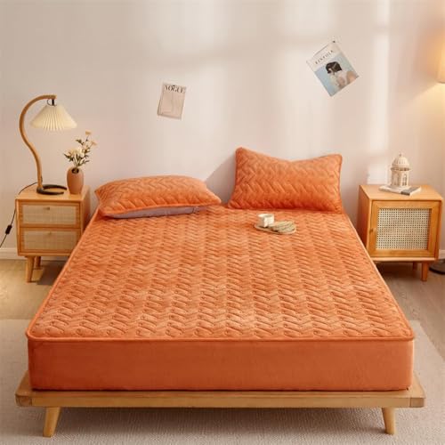 HSTANGKY Gesteppte Elastische Matratzenauflage Geräuschloser Samt Matratzen Staubschutz Waschbares Spannbettlaken Design Mit Tiefen Taschen Einfach Anzubringen-Orange||Double 47x79inch HSTANGKY Gesteppte Elastische Matratzenauflage Geräuschloser Samt Matratzen Staubschutz Waschbares Spannbettlaken Design Mit Tiefen Taschen Einfach Anzubringen-Orange||Double 47x79inch von HSTANGKY