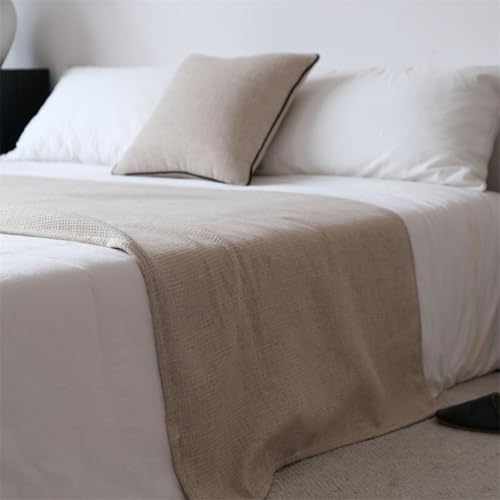 HSTANGKY Hotel Betttuch Bettläufer Bettlaken Aus Baumwollleinen Einfarbige Jacquard Bettwäsche Blendenschutz Für Twin Queen King Size-Khaki||Only 2 Pillowcase 45X45cm von HSTANGKY