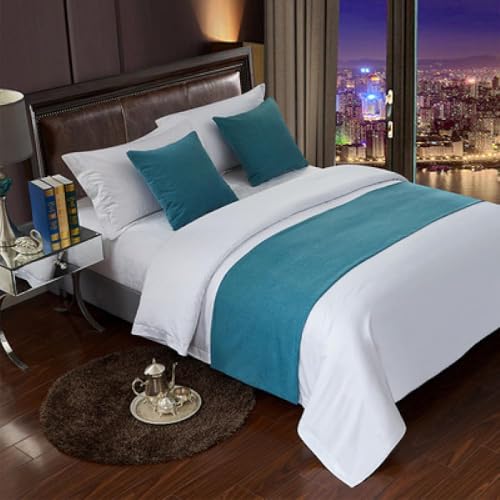 HSTANGKY Hotel Betttuch Bettläufer Einfache Überwürfe Schutz Moderne Tagesdecken Dekoration Home Schlafzimmer Bettdecke Weicher Bettabschluss Handtuch-Blue||50X180cm for 1.2m Bed von HSTANGKY