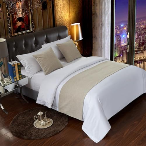 HSTANGKY Hotel Betttuch Bettläufer Einfache Überwürfe Schutz Moderne Tagesdecken Dekoration Home Schlafzimmer Bettdecke Weicher Bettabschluss Handtuch-Khaki||Only 2 Pillowcase 50X50cm von HSTANGKY