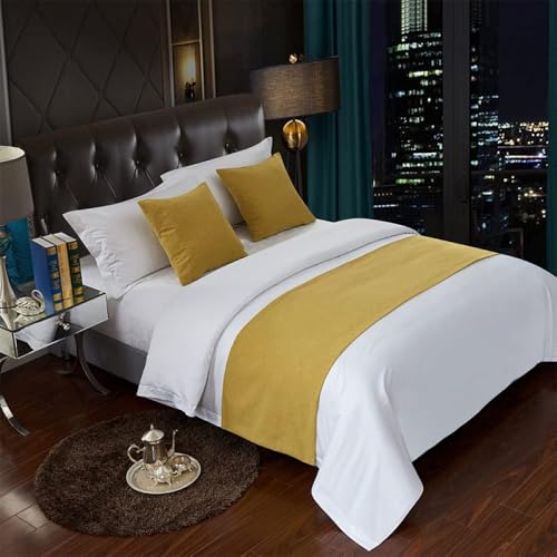 HSTANGKY Hotel Betttuch Bettläufer Einfache Überwürfe Schutz Moderne Tagesdecken Dekoration Home Schlafzimmer Bettdecke Weicher Bettabschluss Handtuch-Yellow||Only 1 Pillowcase 50X50cm von HSTANGKY