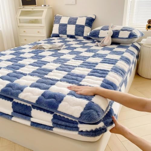 HSTANGKY Matratzenbezug Luxuriöser Flanell Rutschfester Matratzenschoner Ultraweiche Karierte Staubdichte Matratzenauflage Flauschige Wasserdichte Bettwäsche-Blue||Double 47x79inch HSTANGKY Matratzenbezug Luxuriöser Flanell Rutschfester Matratzenschoner Ultraweiche Karierte Staubdichte Matratzenauflage Flauschige Wasserdichte Bettwäsche-Blue||Double 47x79inch von HSTANGKY