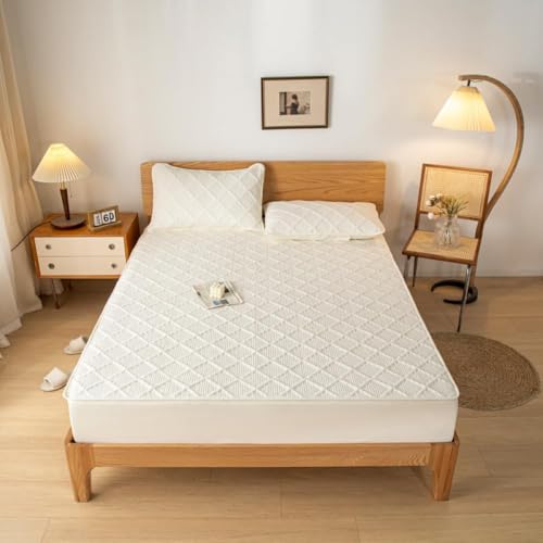 HSTANGKY Matratzenschoner Mit Tiefen Taschen Weiche Atmungsaktive Matratzenauflage Einfach Anzubringendes Spannbettlaken Atmungsaktiver Matratzenschoner-Beige||Single 35x79inch von HSTANGKY