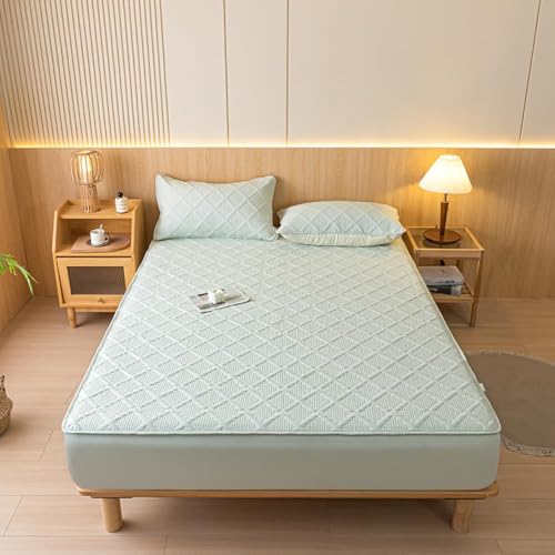 HSTANGKY Matratzenschoner Mit Tiefen Taschen Weiche Atmungsaktive Matratzenauflage Einfach Anzubringendes Spannbettlaken Atmungsaktiver Matratzenschoner-Green||Double 47x79inch HSTANGKY Matratzenschoner Mit Tiefen Taschen Weiche Atmungsaktive Matratzenauflage Einfach Anzubringendes Spannbettlaken Atmungsaktiver Matratzenschoner-Green||Double 47x79inch von HSTANGKY