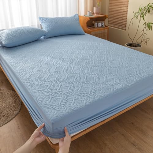 Matratzenschoner Spannbettlaken In Voller Größe Atmungsaktives Leichtes Geräuscharmes Spannbettlaken Mit Tiefen Taschen Weicher Staubdichter Bettbezug-Blue||Single:35x79inch Matratzenschoner Spannbettlaken In Voller Größe Atmungsaktives Leichtes Geräuscharmes Spannbettlaken Mit Tiefen Taschen Weicher Staubdichter Bettbezug-Blue||Single:35x79inch von HSTANGKY