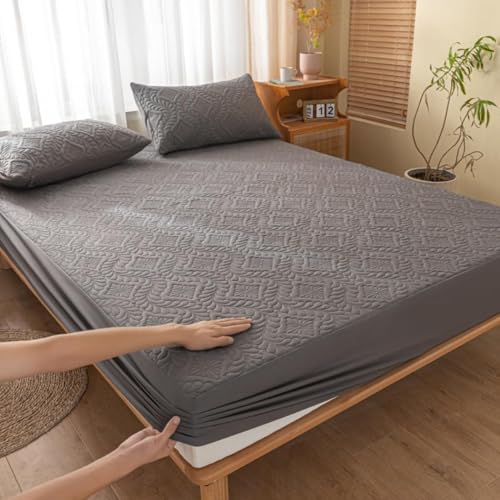 Matratzenschoner Spannbettlaken In Voller Größe Atmungsaktives Leichtes Geräuscharmes Spannbettlaken Mit Tiefen Taschen Weicher Staubdichter Bettbezug-Dark Gray||California King:79x87inch von HSTANGKY