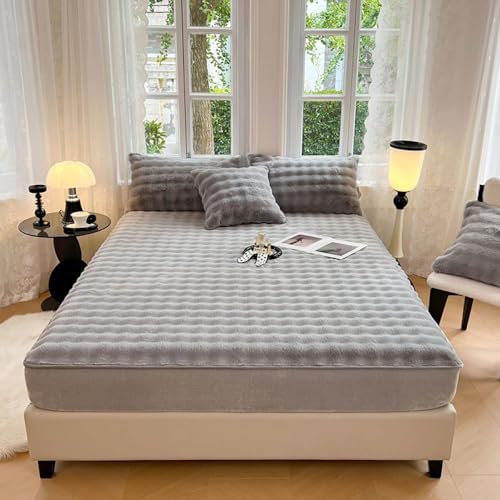 HSTANGKY Plüschiger Flanell Matratzenbezug Dicker Staubdichter Matratzenschoner Elastisches Spannbettlaken-Design Mit Tiefen Taschen rutschfeste Waschbare Matratzenauflage-Gray||Double 47x79in HSTANGKY Plüschiger Flanell Matratzenbezug Dicker Staubdichter Matratzenschoner Elastisches Spannbettlaken-Design Mit Tiefen Taschen rutschfeste Waschbare Matratzenauflage-Gray||Double 47x79in von HSTANGKY