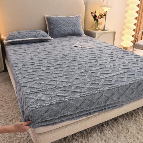 Verdickter Matratzenschoner Elastisches Spannbettlaken Rutschfester Jacquard Stoffbezug Staubdichte Atmungsaktive Geräuscharme Matratzenauflage-Gray||California King:79x87inch von HSTANGKY