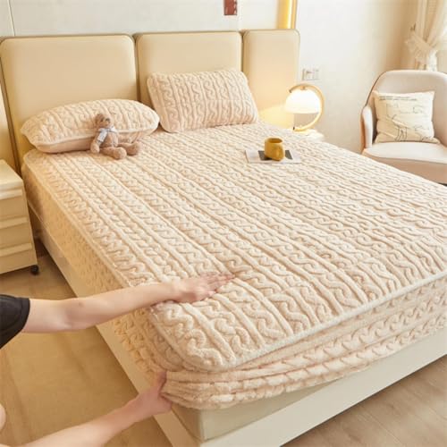 Warmer Matratzenschoner Aus Samt Rutschfester Matratzenbezug Aus Dicker Baumwolle Atmungsaktives Hautfreundliches Spannbettlaken Einfarbige Gemütliche Bettwäsche-Beige||Queen:59x79inch Warmer Matratzenschoner Aus Samt Rutschfester Matratzenbezug Aus Dicker Baumwolle Atmungsaktives Hautfreundliches Spannbettlaken Einfarbige Gemütliche Bettwäsche-Beige||Queen:59x79inch von HSTANGKY