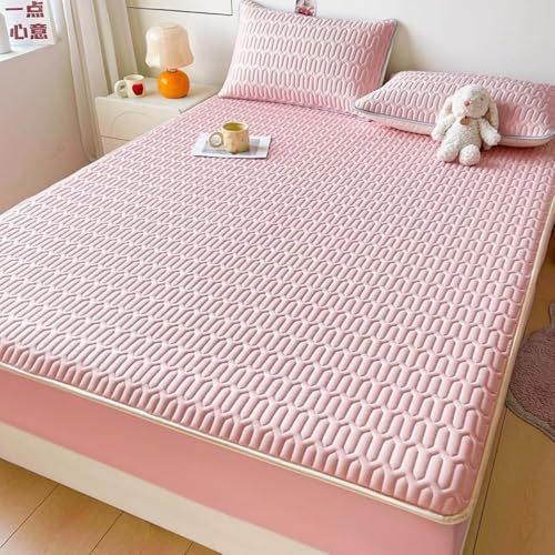Wasserdichter Matratzenschoner Hautfreundlicher Leicht Anzubringender Weicher Matratzenschoner Mit Elastischen Bändern Einfarbiger Waschbarer Bettbezug-Pink||Double 47x79inch Wasserdichter Matratzenschoner Hautfreundlicher Leicht Anzubringender Weicher Matratzenschoner Mit Elastischen Bändern Einfarbiger Waschbarer Bettbezug-Pink||Double 47x79inch von HSTANGKY