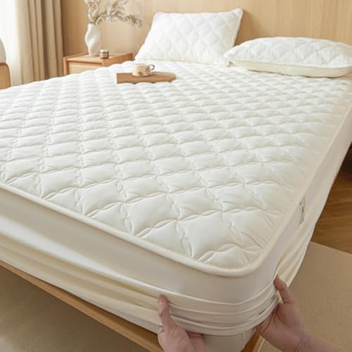 HSTANGKY Wasserdichter Matratzenschoner Mit Rautensteppung Atmungsaktive Matratzenauflage Geräuschloser Komfortabler Bettbezug Weiches Elastisches Spannbettlaken-Beige||Queen 59x79inch HSTANGKY Wasserdichter Matratzenschoner Mit Rautensteppung Atmungsaktive Matratzenauflage Geräuschloser Komfortabler Bettbezug Weiches Elastisches Spannbettlaken-Beige||Queen 59x79inch von HSTANGKY
