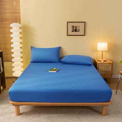 HSTANGKY Weicher Bequemer Matratzenschoner Spannbettlaken Mit Tiefen Taschen Einfarbige Spannbettlakenauflage Maschinenwaschbares Bettzubehör-Blue||Super King:71x87inch HSTANGKY Weicher Bequemer Matratzenschoner Spannbettlaken Mit Tiefen Taschen Einfarbige Spannbettlakenauflage Maschinenwaschbares Bettzubehör-Blue||Super King:71x87inch von HSTANGKY