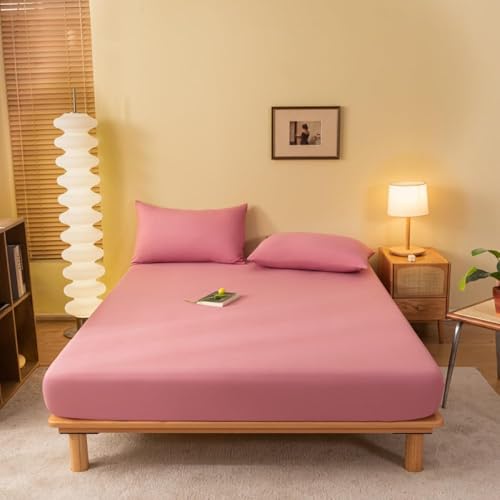 Weicher Bequemer Matratzenschoner Spannbettlaken Mit Tiefen Taschen Einfarbige Spannbettlakenauflage Maschinenwaschbares Bettzubehör-Pink||Single:35x79inch Weicher Bequemer Matratzenschoner Spannbettlaken Mit Tiefen Taschen Einfarbige Spannbettlakenauflage Maschinenwaschbares Bettzubehör-Pink||Single:35x79inch von HSTANGKY
