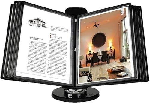 HSTBLEOO Desktop-Flip-Display-Ordner – Desktop-Referenzsystem, 10 und 20 Display-Taschen, Schwarze Basis, for Anzeigen von A4-Dokumenten.(20 Pages) von HSTBLEOO