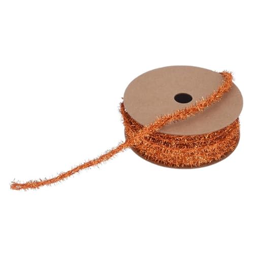 HSTWODE 1 Rolle Band Geschenkband Glitter Sparkle Stoffband - Weihnachtsbaum Lametta Girlande für Weihnachten, Hochzeit, Party (Orange) von HSTWODE
