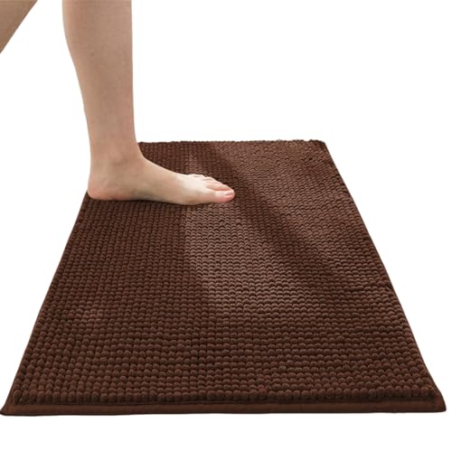 HSTWODE 1 Stück Badematte 40-60 cmx60-90 cm Chenille, Badematten & Badteppiche, Duschvorleger, Badvorleger rutschfest waschbar, Badezimmerteppich rutschfest (Braun 60cm*90cm) von HSTWODE
