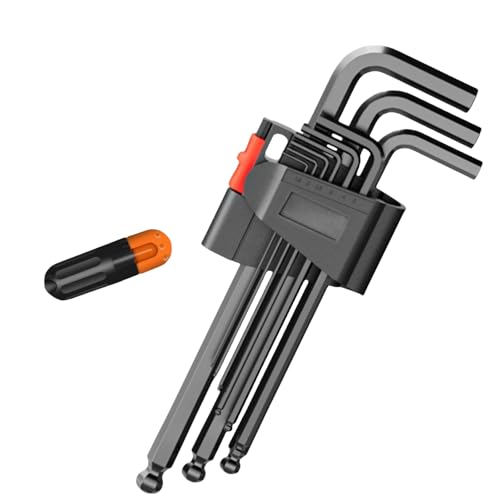 HSTWODE 1 Stück Innensechskant Satz Hartmetallstahl, perfekter Schraubenkontakt,| 1.5mm-10mm | für Zuhause & Profi (Kugelkopf, extra lang) von HSTWODE