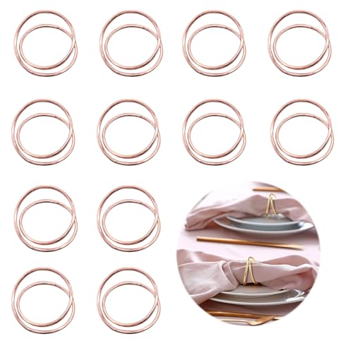 HSTWODE 12 Stück 3 Farben Serviettenringe, Gefederte Serviettenringe, serviettenringe Hochzeit, Serviettenring, Servietten Ringe, Servietten Ring, Servietten Ring Gold (Roségold, Groß) von HSTWODE