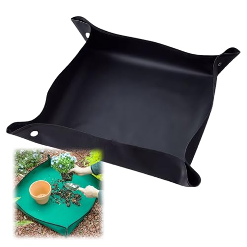 HSTWODE 1Stück Oxford-Gewebe Pflanze Umtopfmatte 100 x 100 cm Wasserdicht Umpflanzmatte Indoor Sukkulenten Pflanzmatte Tragbare Gartenmatte (Schwarz) von HSTWODE