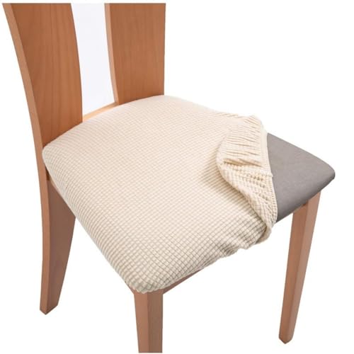 HSTWODE 2/4er Set Stuhlbezug Sitzflächet, Stretch Bezug für Stühle Sitzbezüge für Esszimmerstühle Abwaschbar Schonbezug Stuhl Hussen für Stühle (2, Beige) von HSTWODE