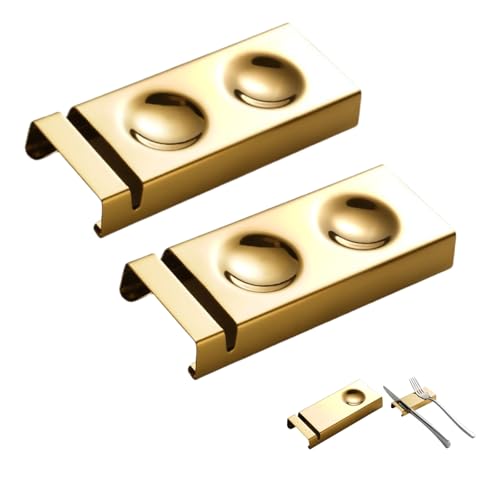 HSTWODE 2 Stück Edelstahl 304 MesserbäNkchen,StäBchenhalter,EssstäBchen Rests FüR Esstisch,FüR Verschiedene Essensszenen,Es Kann Als Dekoration Auf Dem Esstisch Verwendet Werden (Gold-Stil 2) von HSTWODE